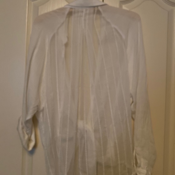 Mystree sheer white front tie blouse sz large - Picture 2 of 3